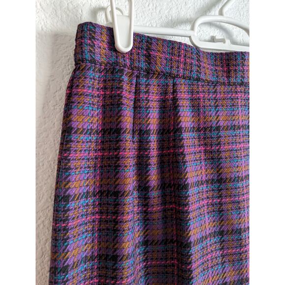 VINTAGE SAG HARBOR Purple Plaid Mid-length Skirt Size 10 - Picture 3 of 12